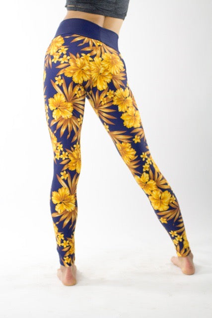 Gold Full Hibiscus Leggings