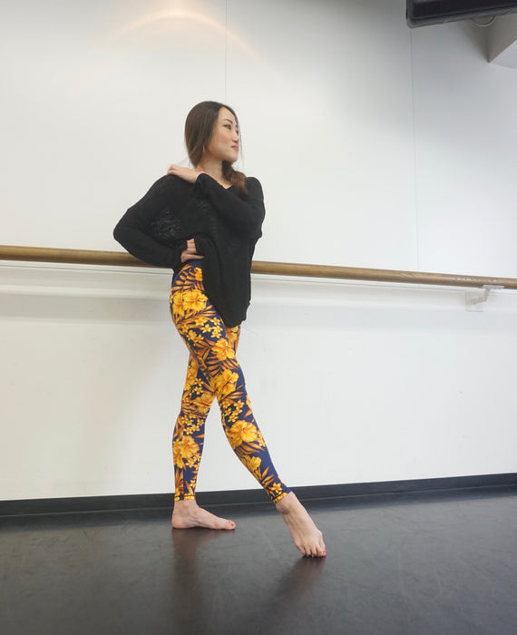 Gold Full Hibiscus Leggings