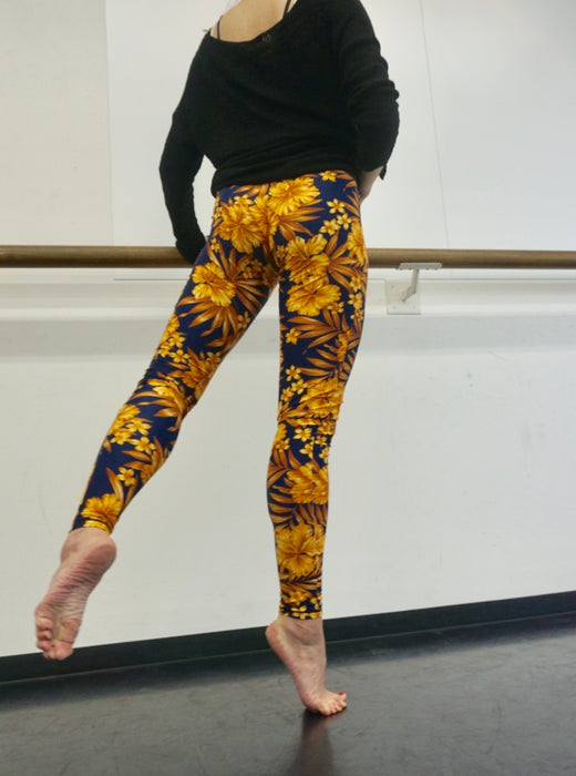 Gold Full Hibiscus Leggings